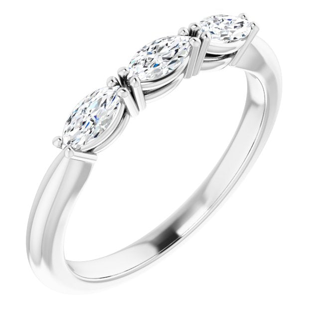 Marquise Diamond Three Stone Wedding Band-VIRABYANI